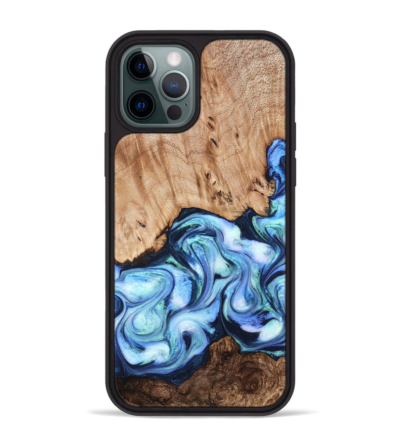 iPhone 12 Pro Max Wood Phone Case - Troy (Blue, 822695)