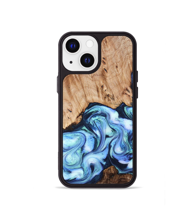iPhone 13 mini Wood Phone Case - Troy (Blue, 822695)