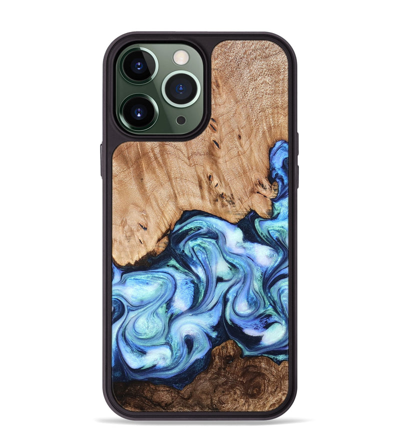 iPhone 13 Pro Max Wood Phone Case - Troy (Blue, 822695)