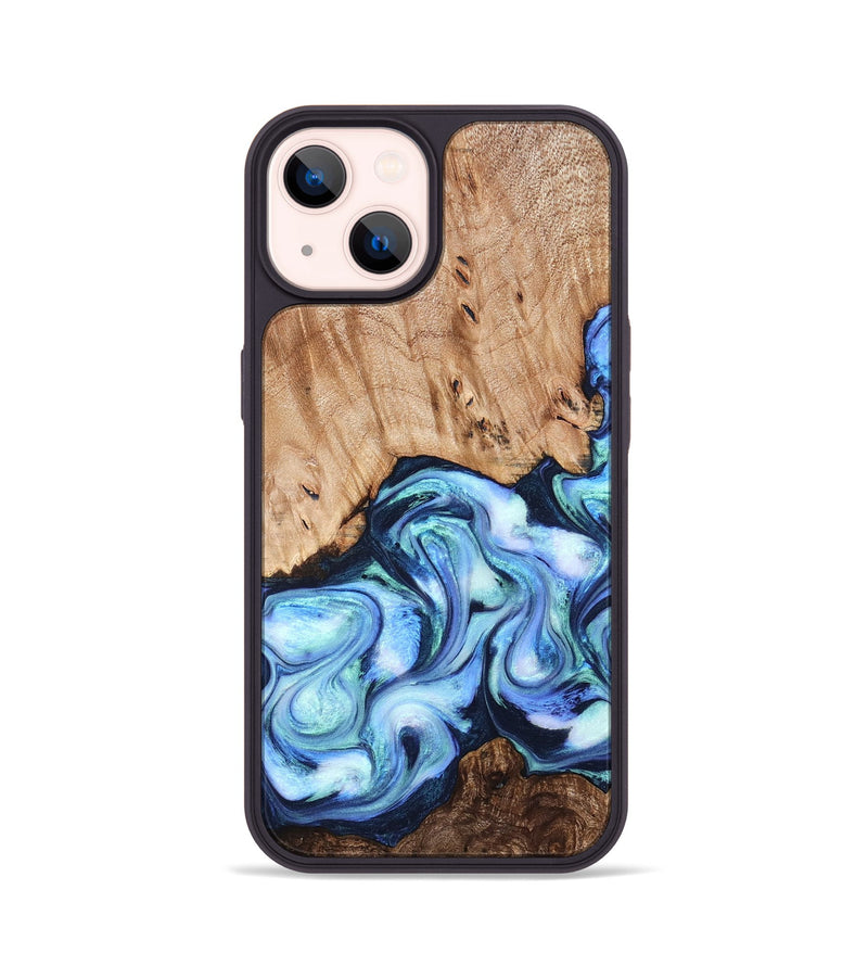 iPhone 14 Wood Phone Case - Troy (Blue, 822695)