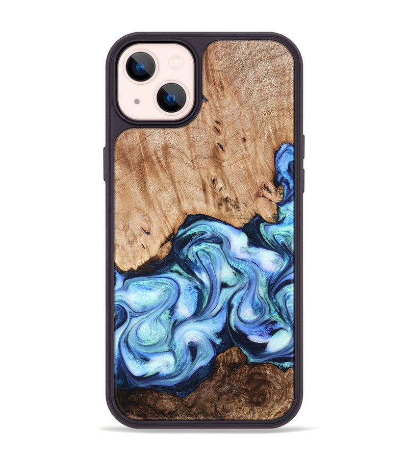 iPhone 14 Plus Wood Phone Case - Troy (Blue, 822695)