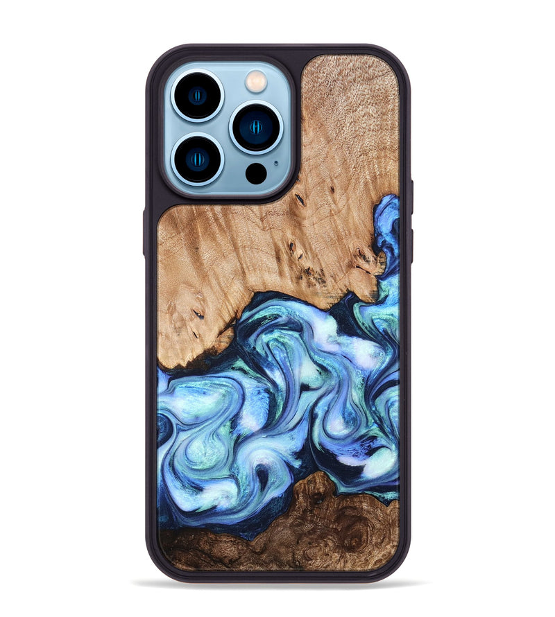 iPhone 14 Pro Max Wood Phone Case - Troy (Blue, 822695)