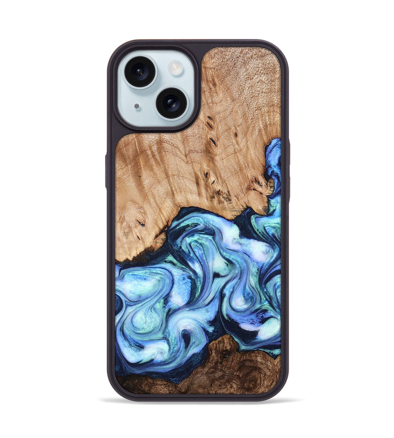 iPhone 15 Wood Phone Case - Troy (Blue, 822695)