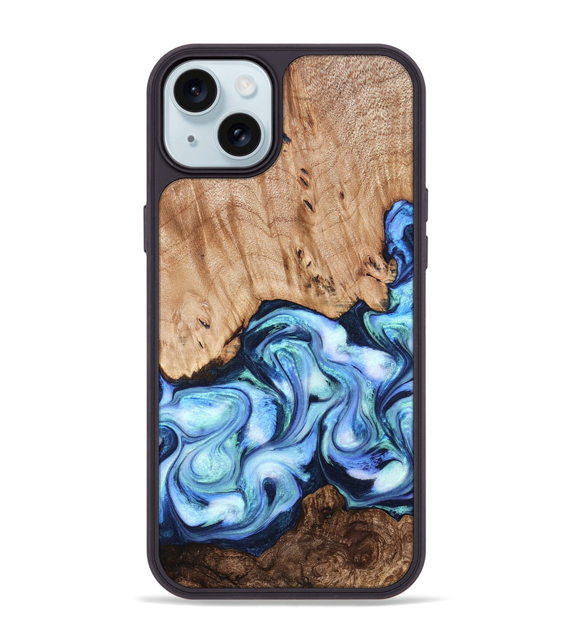 iPhone 15 Plus Wood Phone Case - Troy (Blue, 822695)
