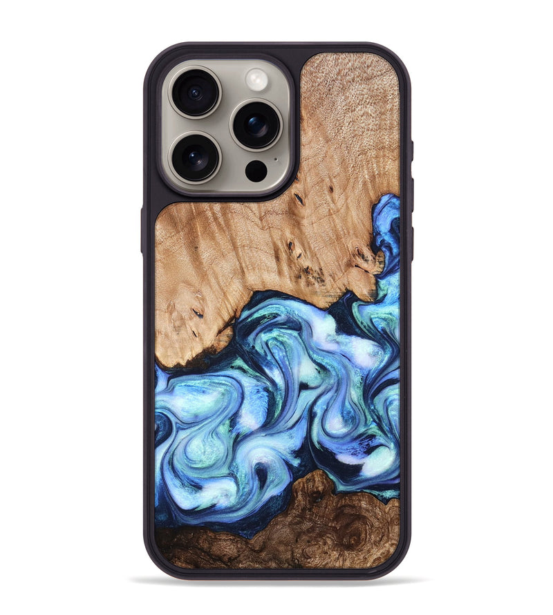 iPhone 15 Pro Max Wood Phone Case - Troy (Blue, 822695)