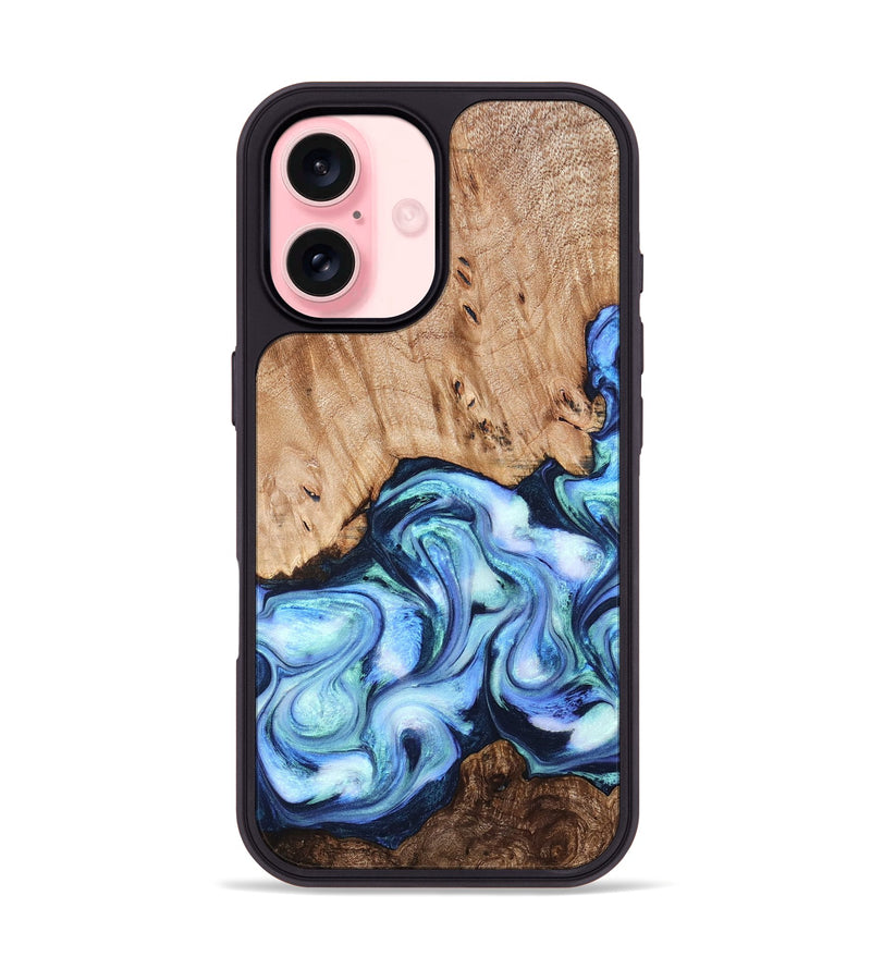 iPhone 16 Wood Phone Case - Troy (Blue, 822695)