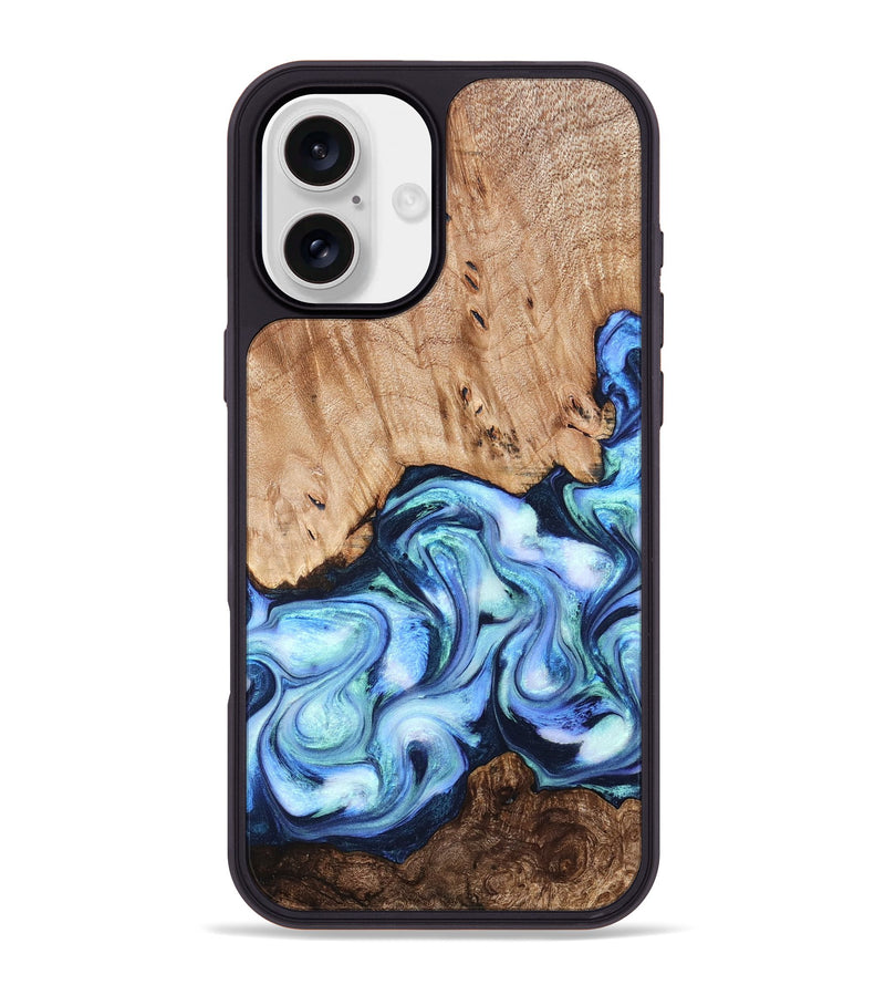 iPhone 16 Plus Wood Phone Case - Troy (Blue, 822695)
