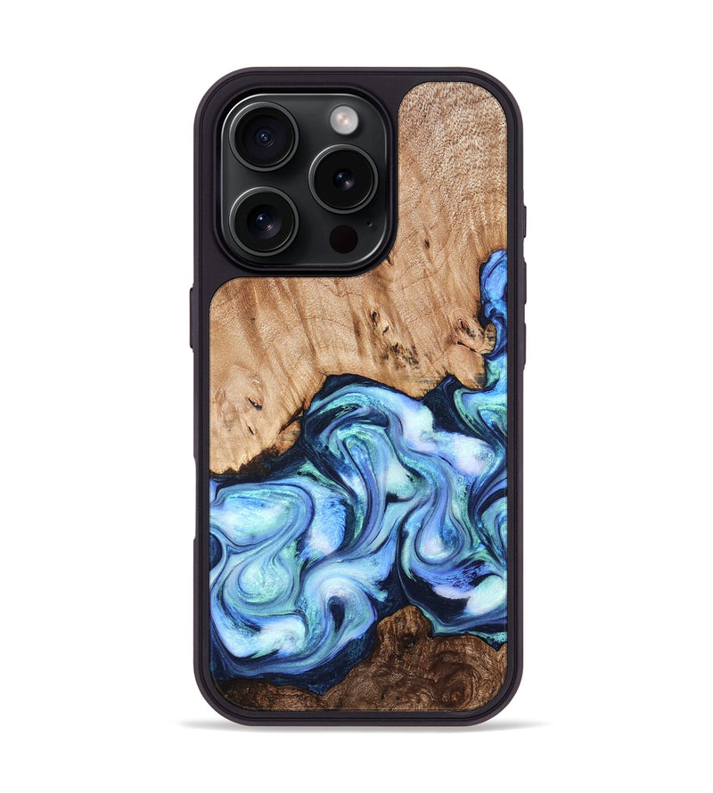 iPhone 16 Pro Wood Phone Case - Troy (Blue, 822695)