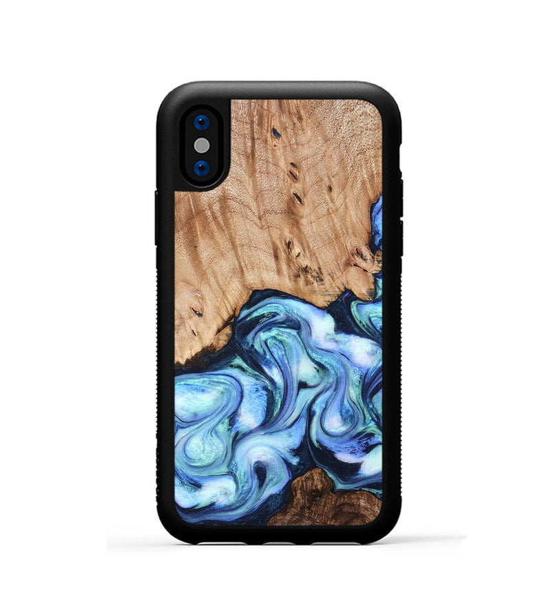 iPhone Xs Wood Phone Case - Troy (Blue, 822695)