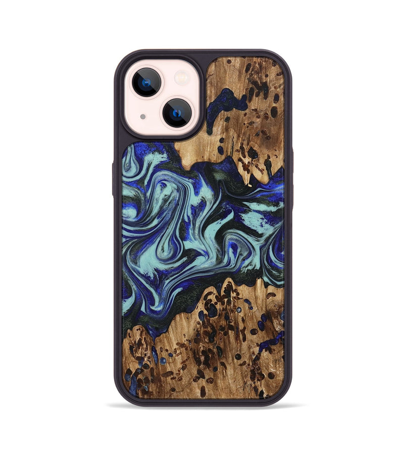 iPhone 14 Wood Phone Case - Kirby (Blue, 822698)