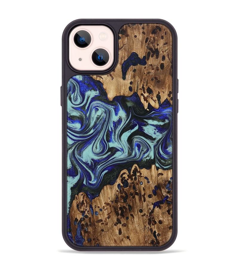 iPhone 14 Plus Wood Phone Case - Kirby (Blue, 822698)