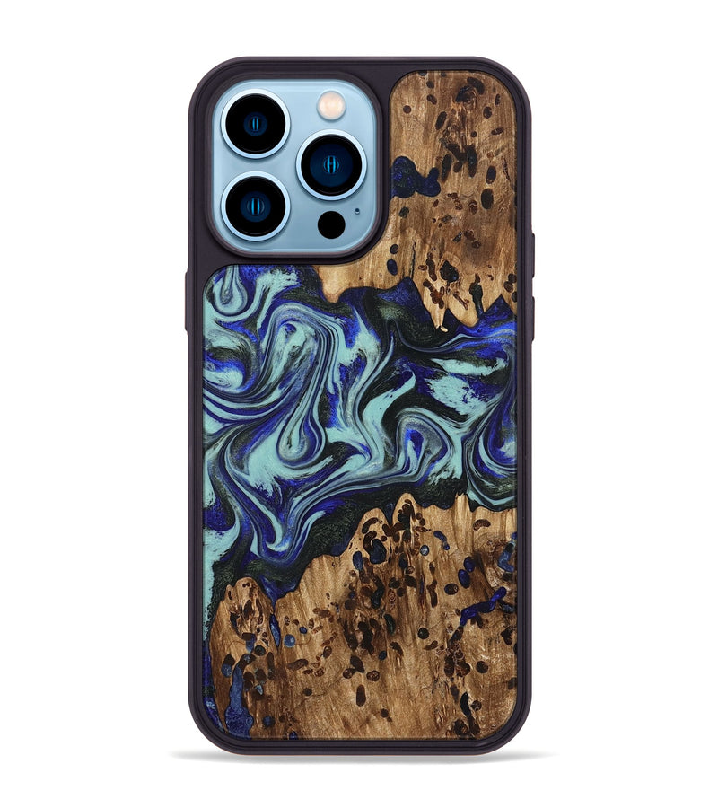 iPhone 14 Pro Max Wood Phone Case - Kirby (Blue, 822698)