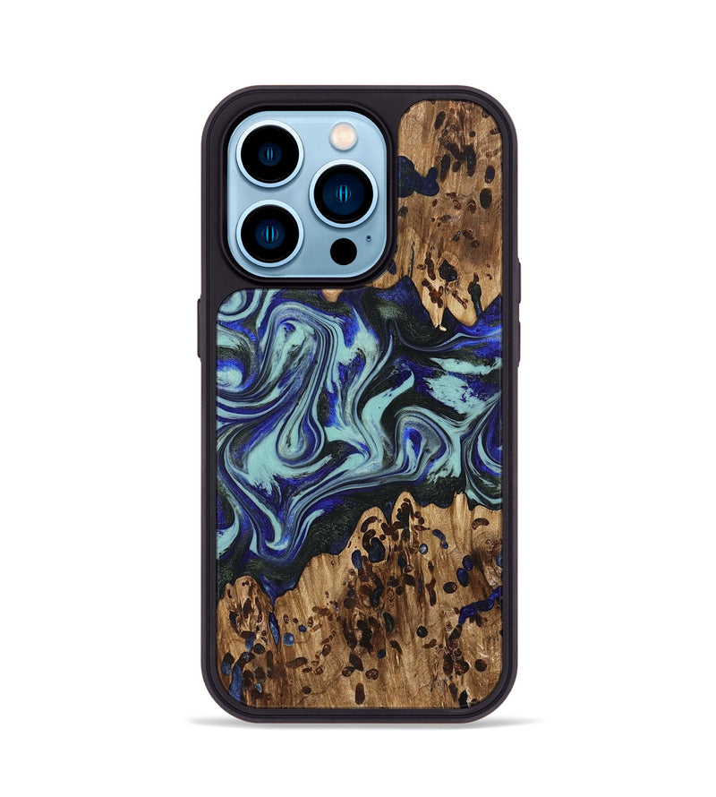 iPhone 14 Pro Wood Phone Case - Kirby (Blue, 822698)