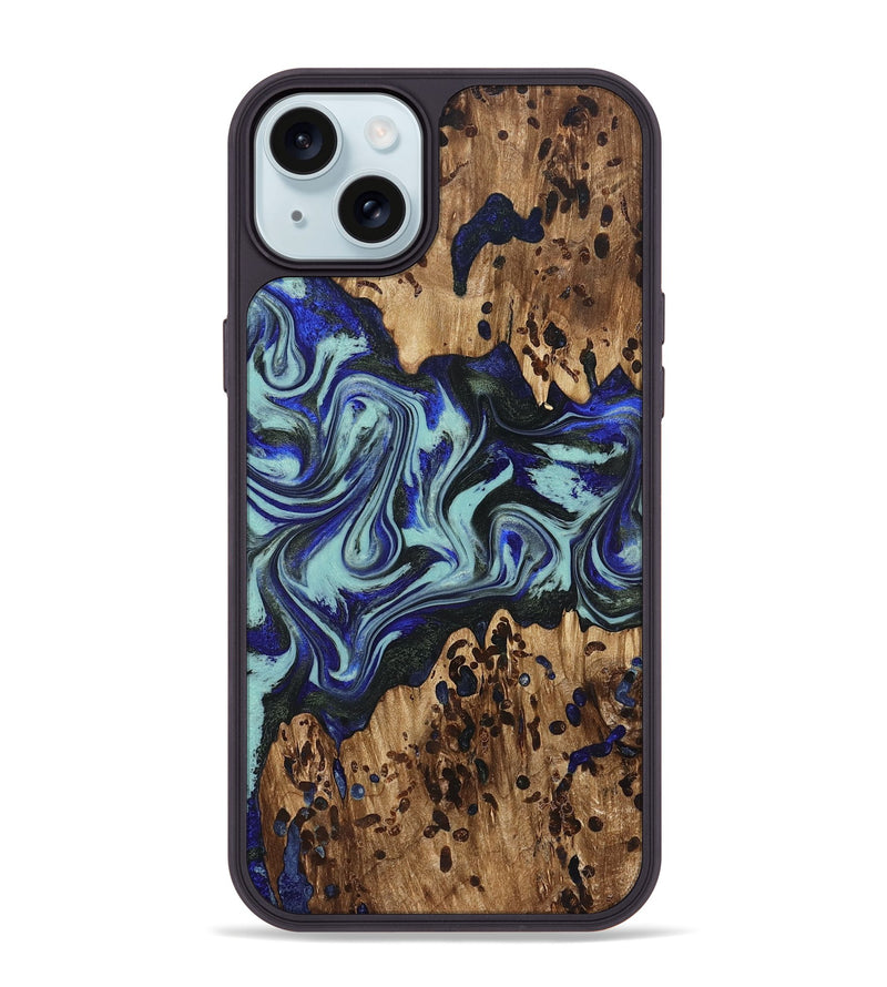 iPhone 15 Plus Wood Phone Case - Kirby (Blue, 822698)