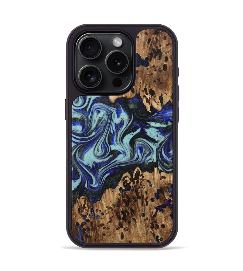iPhone 15 Pro Wood Phone Case - Kirby (Blue, 822698)
