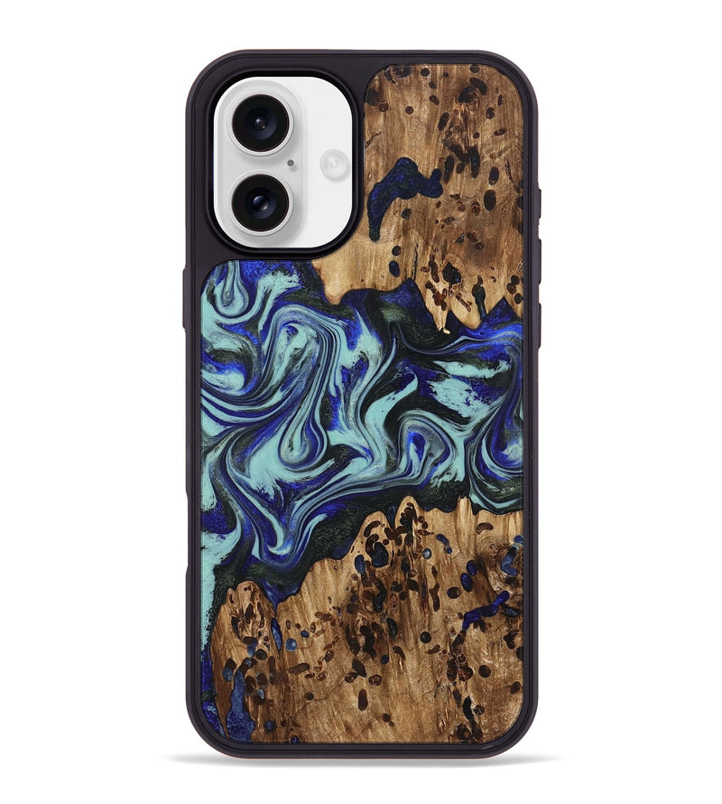 iPhone 16 Plus Wood Phone Case - Kirby (Blue, 822698)