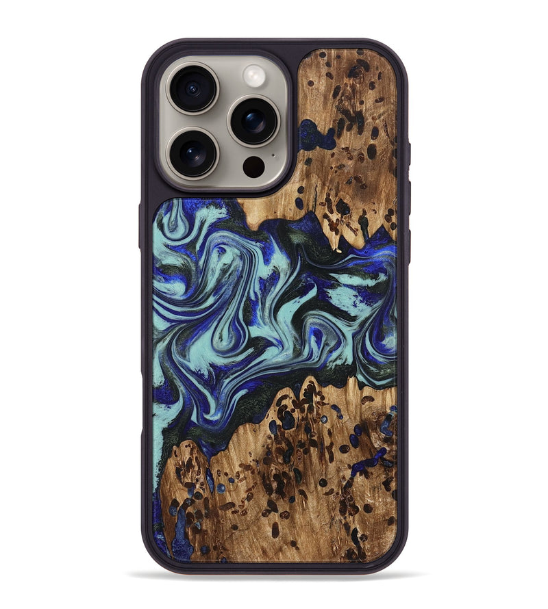 iPhone 16 Pro Max Wood Phone Case - Kirby (Blue, 822698)
