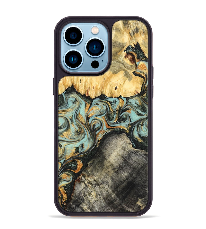 iPhone 14 Pro Max Wood Phone Case - Hugh (Green, 822702)