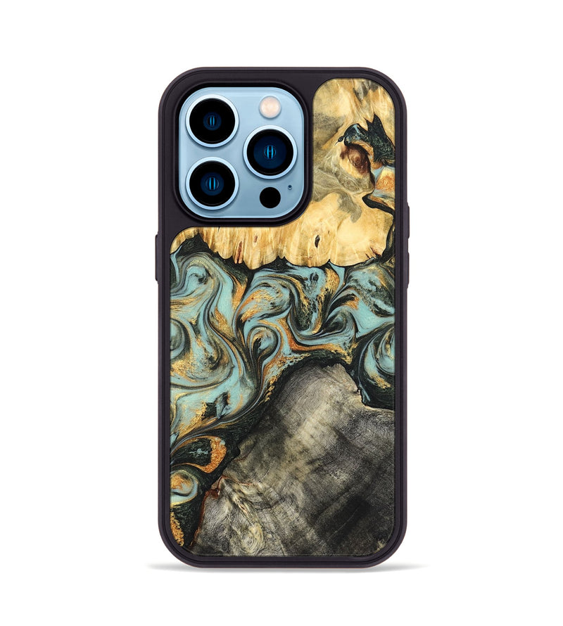 iPhone 14 Pro Wood Phone Case - Hugh (Green, 822702)