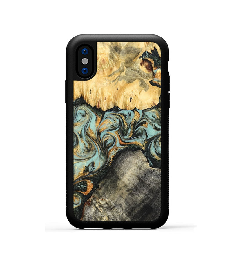 iPhone Xs Wood Phone Case - Hugh (Green, 822702)