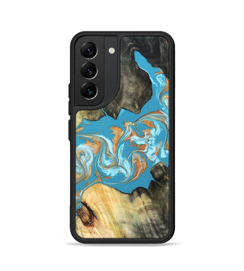 Galaxy S22 Wood Phone Case - Ethan (Teal & Gold, 822707)