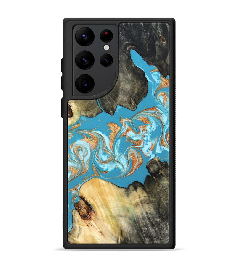 Galaxy S22 Ultra Wood Phone Case - Ethan (Teal & Gold, 822707)