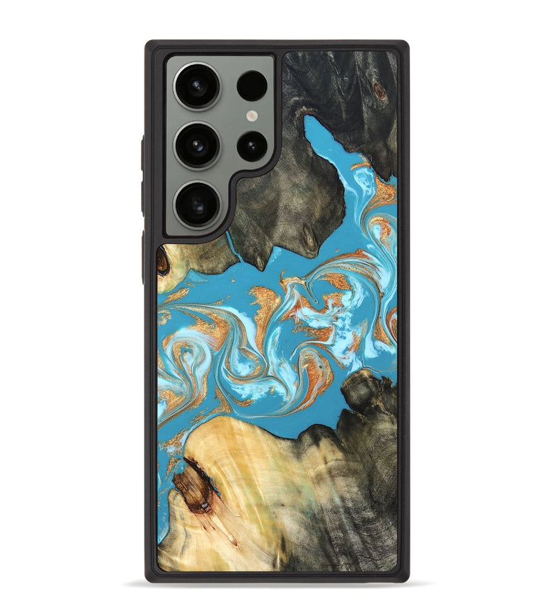 Galaxy S23 Ultra Wood Phone Case - Ethan (Teal & Gold, 822707)