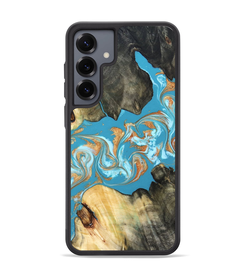 Galaxy S25 Plus Wood Phone Case - Ethan (Teal & Gold, 822707)
