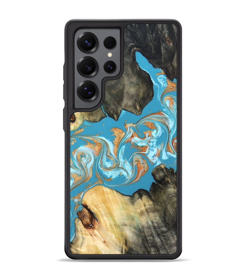 Galaxy S25 Ultra Wood Phone Case - Ethan (Teal & Gold, 822707)