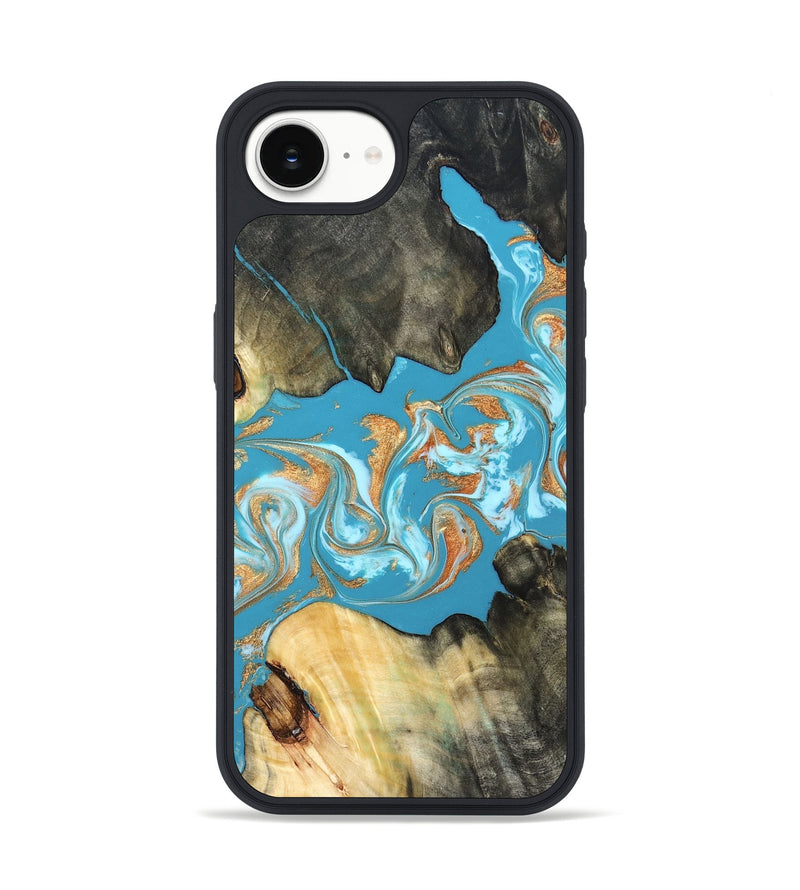 iPhone 17e Wood Phone Case - Ethan (Teal & Gold, 822707)