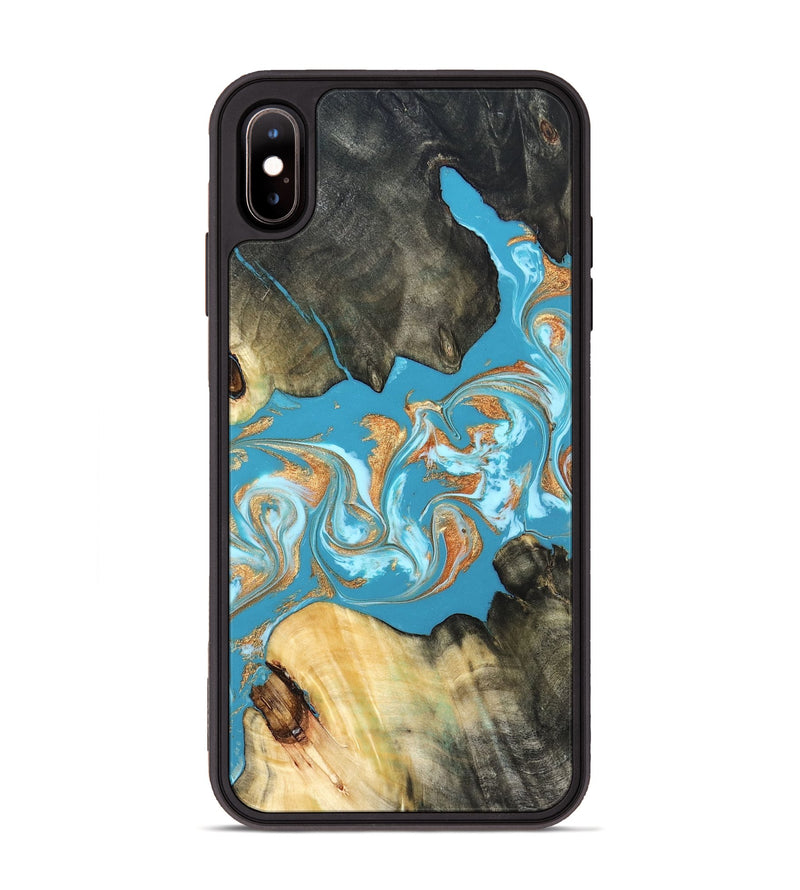 iPhone Xs Max Wood Phone Case - Ethan (Teal & Gold, 822707)