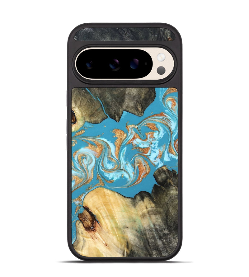 Pixel 10 Wood Phone Case - Ethan (Teal & Gold, 822707)