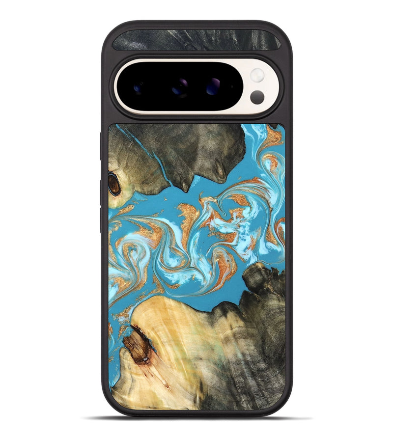 Pixel 10 Pro XL Wood Phone Case - Ethan (Teal & Gold, 822707)