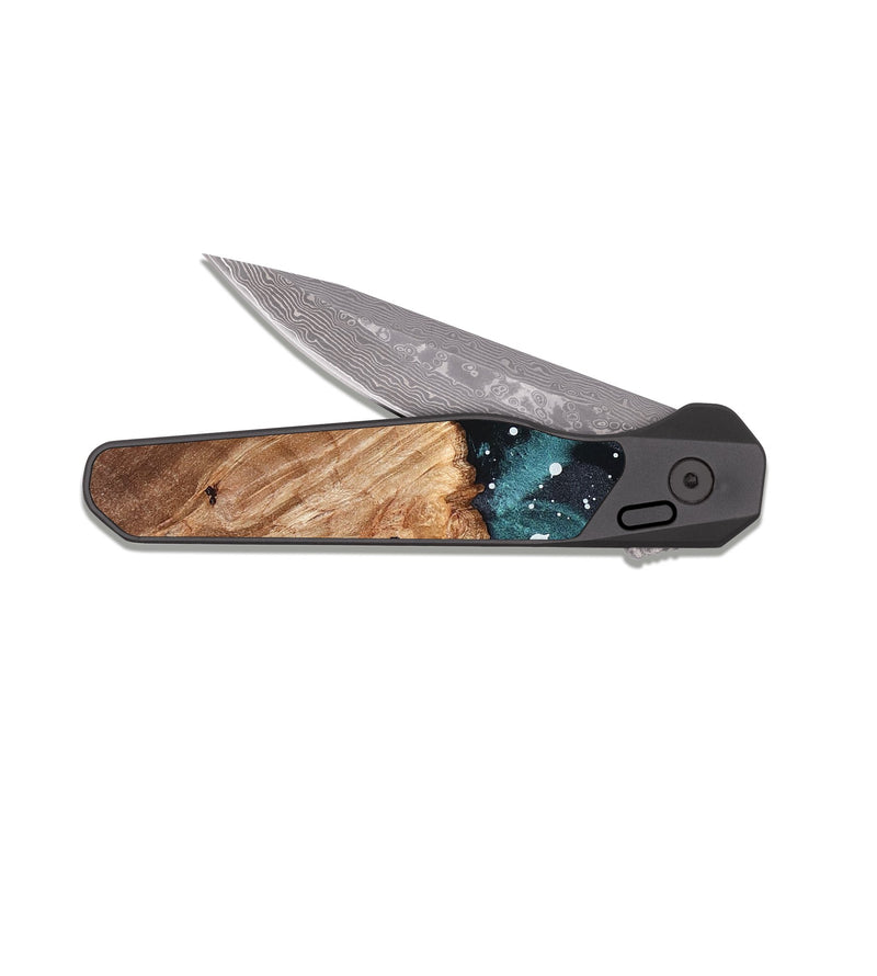 EDC Dark Damascus Wood Pocket Knife - Lyn (Cosmos, 822712)