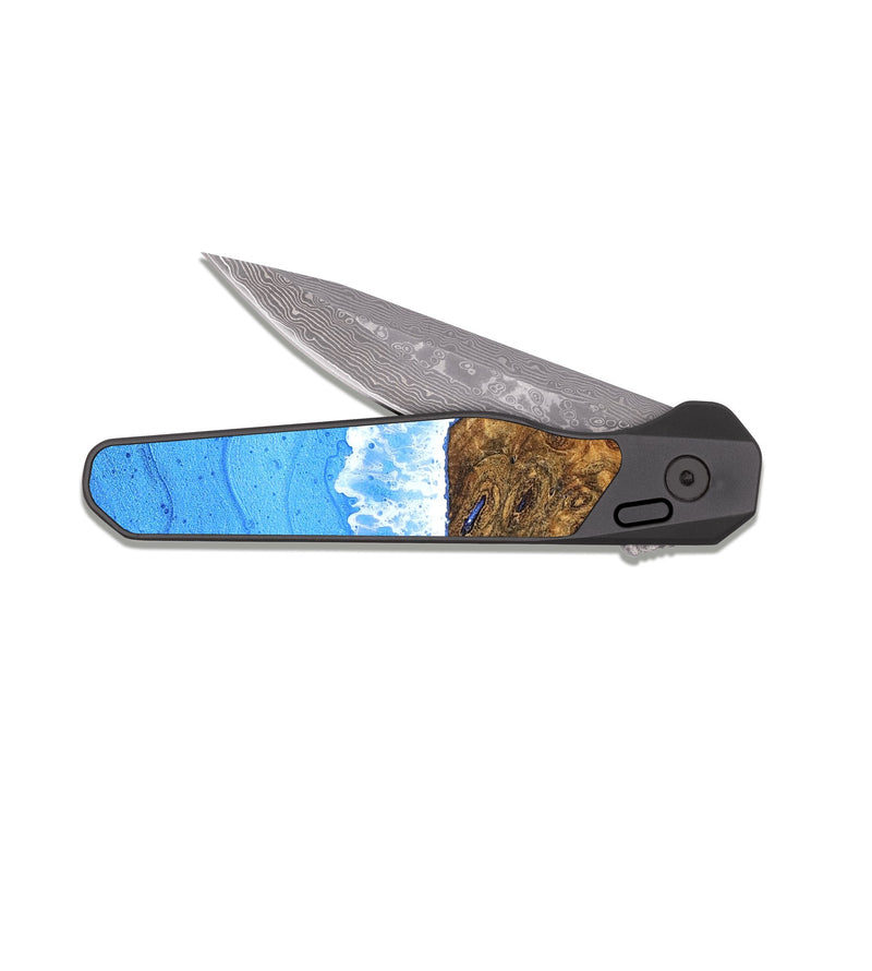 EDC Dark Damascus Wood Pocket Knife - Keira (Coastal, 822722)