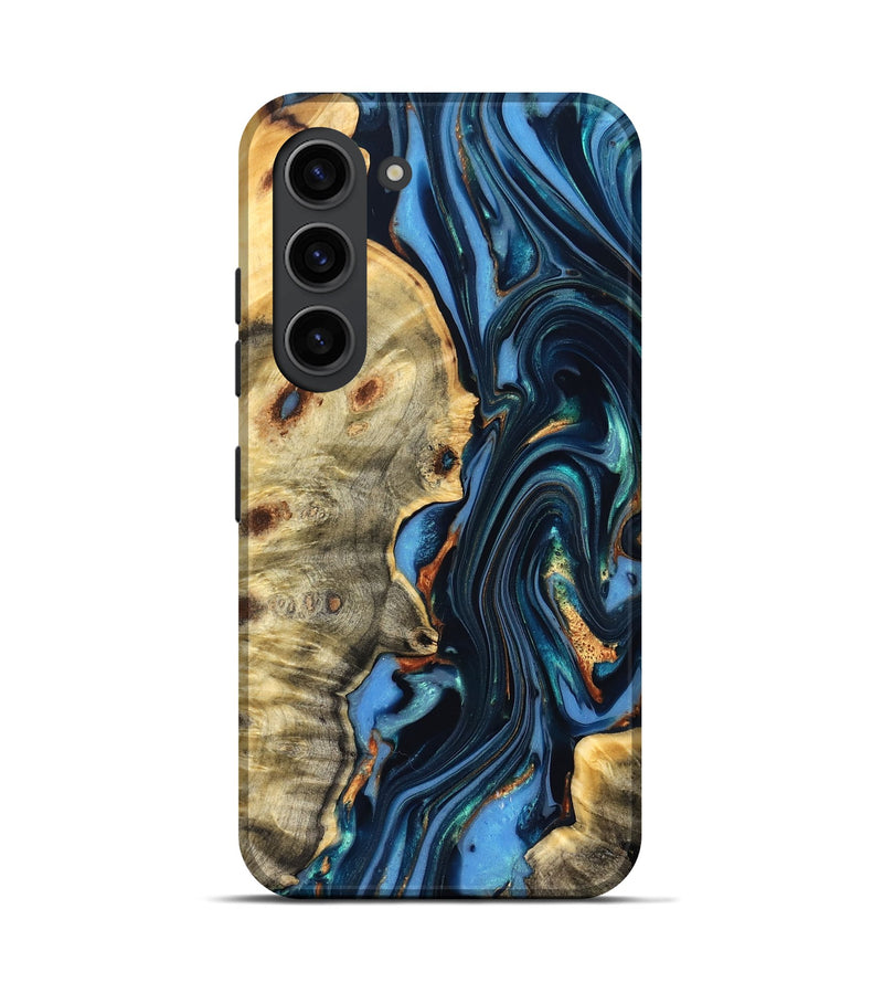 Galaxy S23 Wood Live Edge Phone Case - Clem (Teal & Gold, 822750)