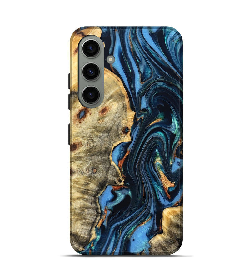Galaxy S24 Wood Live Edge Phone Case - Clem (Teal & Gold, 822750)