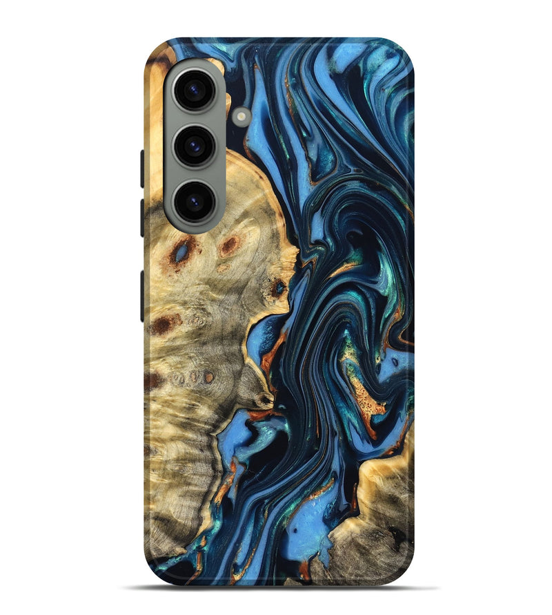 Galaxy S24 Plus Wood Live Edge Phone Case - Clem (Teal & Gold, 822750)