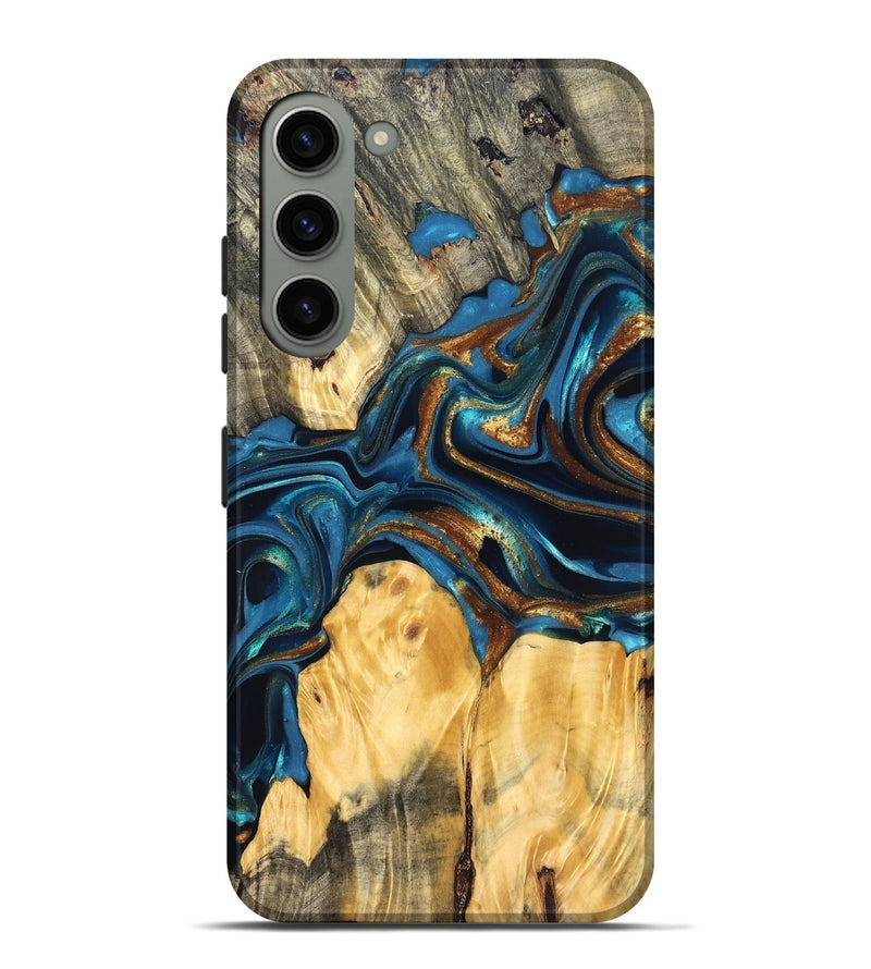 Galaxy S23 Plus Wood Live Edge Phone Case - Sonji (Teal & Gold, 822751)