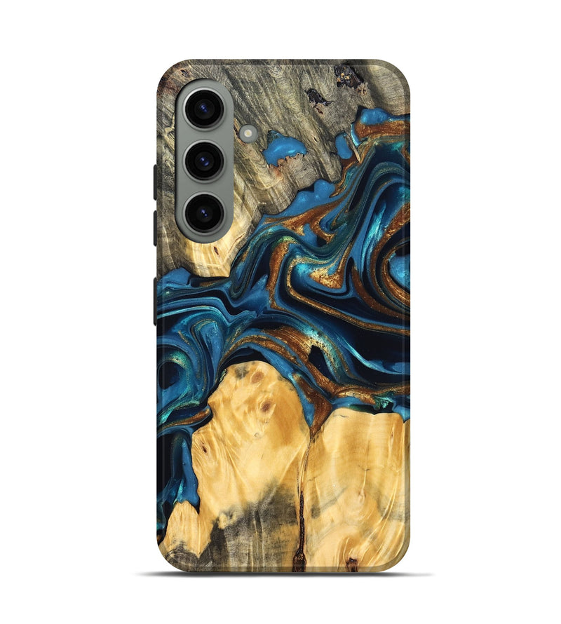 Galaxy S24 Wood Live Edge Phone Case - Sonji (Teal & Gold, 822751)