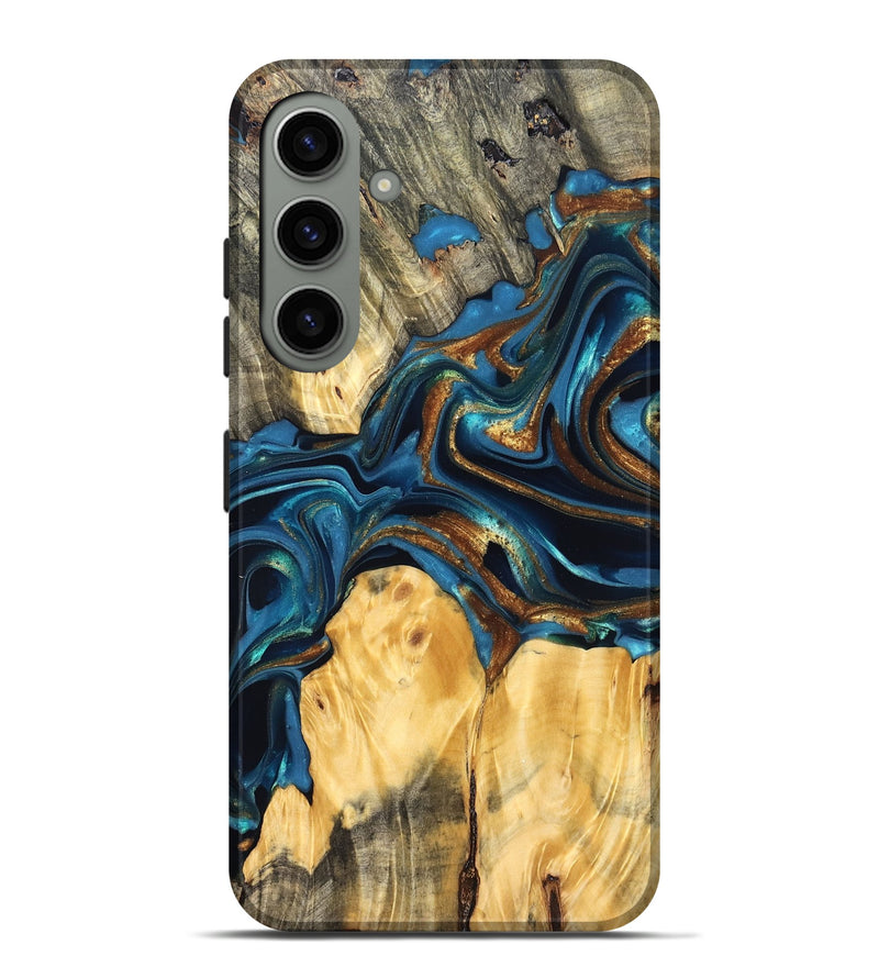 Galaxy S24 Plus Wood Live Edge Phone Case - Sonji (Teal & Gold, 822751)