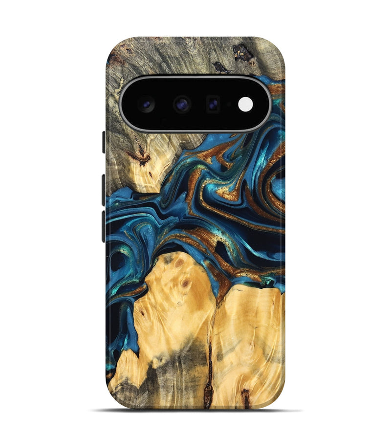 Pixel 11 Wood Live Edge Phone Case - Sonji (Teal & Gold, 822751)