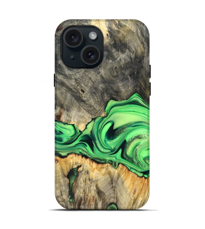 iPhone 15 Wood Live Edge Phone Case - Patrice (Metallic, 822752)