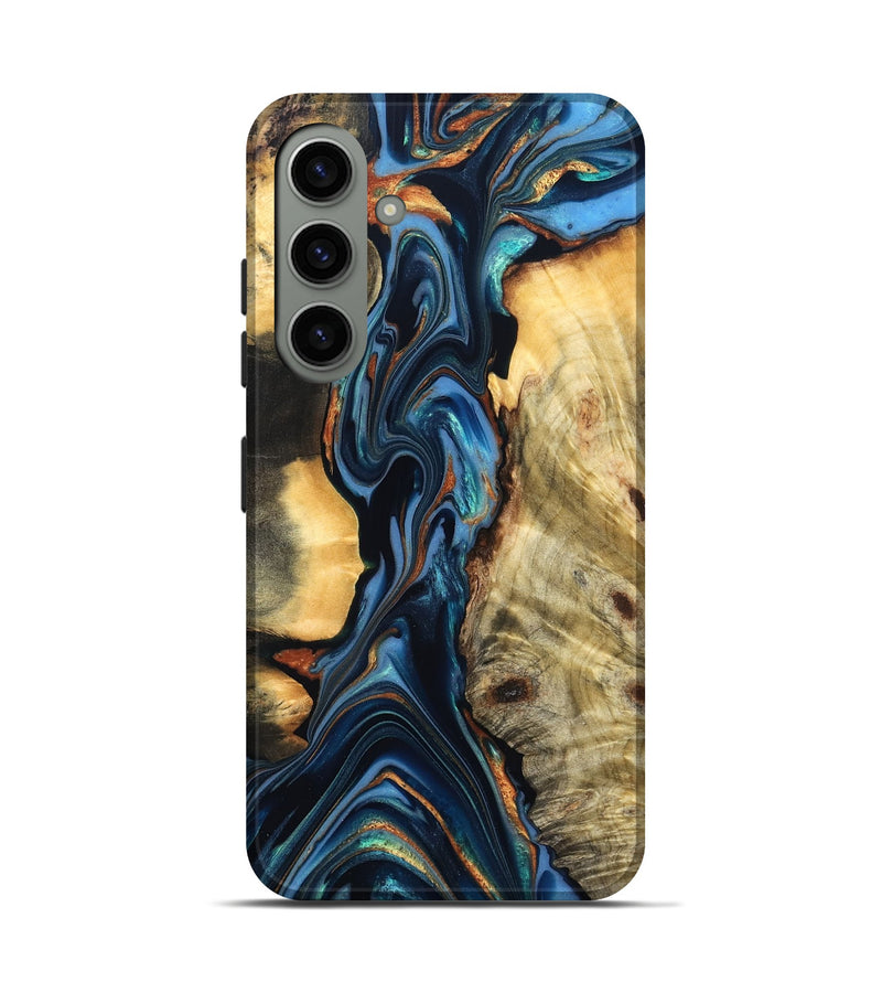 Galaxy S24 Wood Live Edge Phone Case - Aydin (Teal & Gold, 822755)