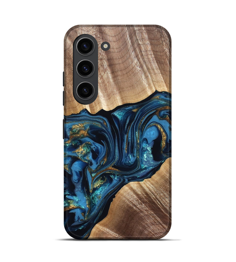 Galaxy S23 Wood Live Edge Phone Case - Darryl (Teal & Gold, 822759)
