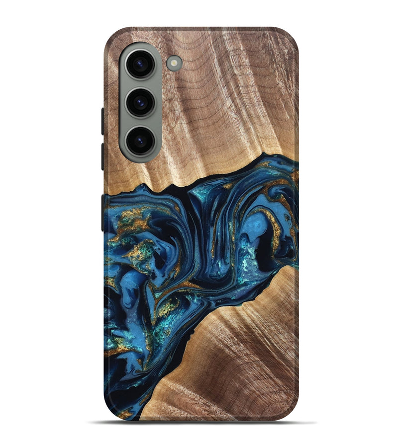 Galaxy S23 Plus Wood Live Edge Phone Case - Darryl (Teal & Gold, 822759)