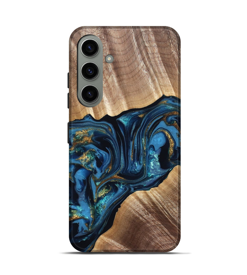Galaxy S24 Wood Live Edge Phone Case - Darryl (Teal & Gold, 822759)