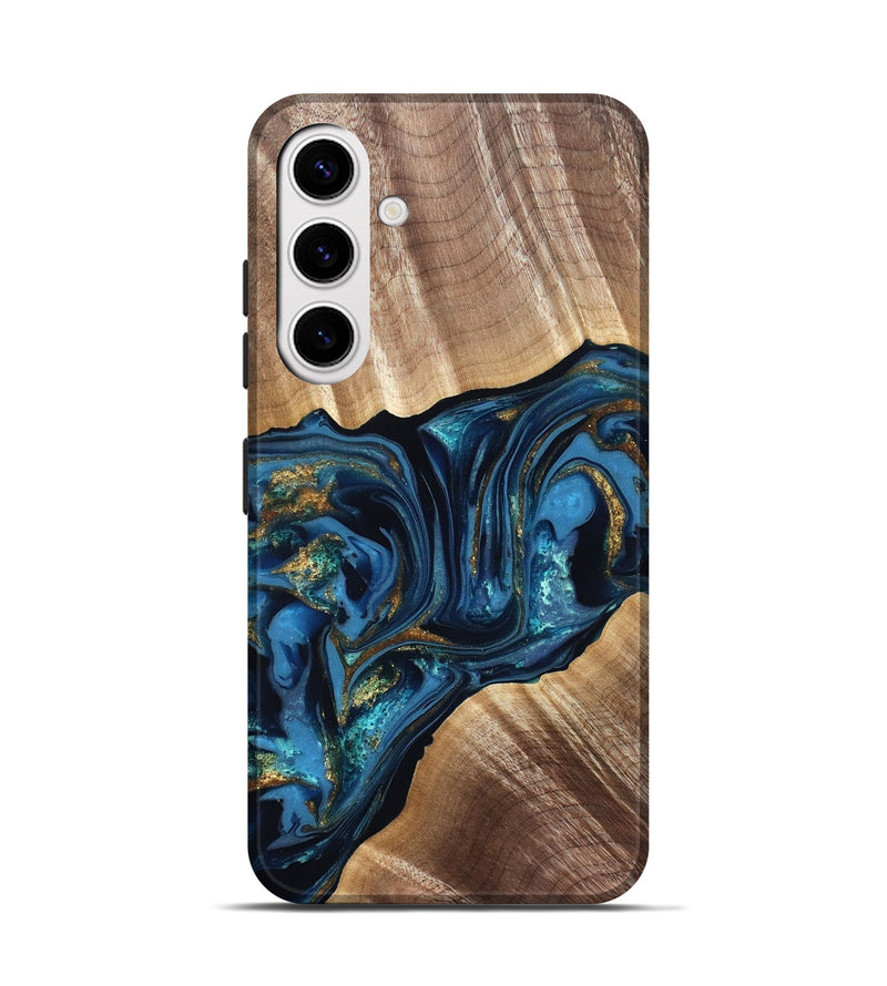 Galaxy S25 Wood Live Edge Phone Case - Darryl (Teal & Gold, 822759)