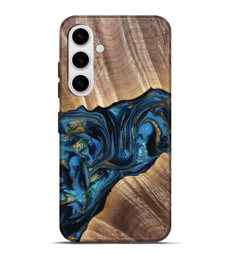 Galaxy S25 Plus Wood Live Edge Phone Case - Darryl (Teal & Gold, 822759)