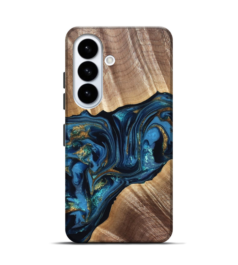 Galaxy S26 Wood Live Edge Phone Case - Darryl (Teal & Gold, 822759)